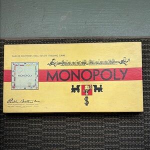 Vintage 1940-1959 Monopoly Board Game Box - Yellow & Red Vintage Design